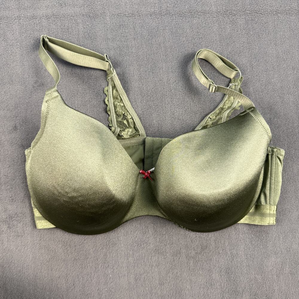 40DD Cacique Smooth Balconette Forest Green Bra Underwire Lace Lane Bryant